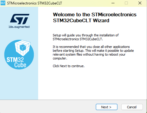 进入 STM32CubeCLT 安装向导