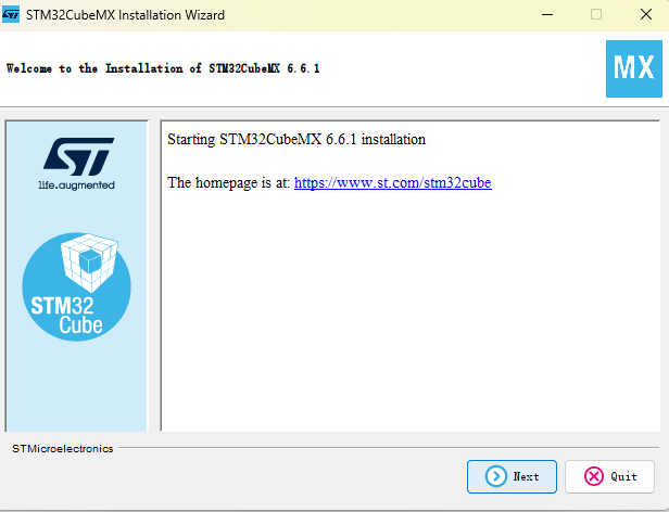 进入 STM32CubeMX 安装向导