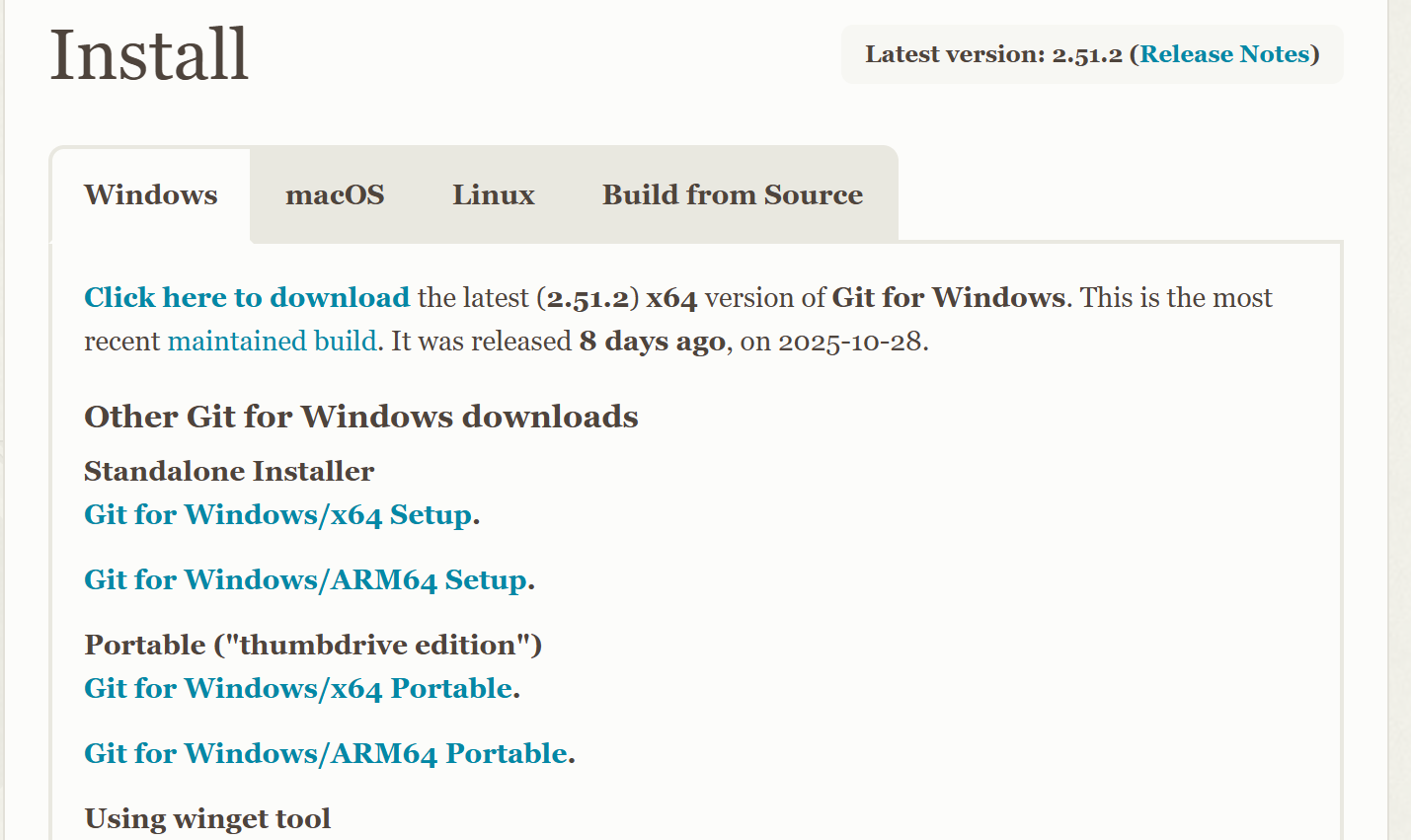 选择 Git for Windows x64 安装包